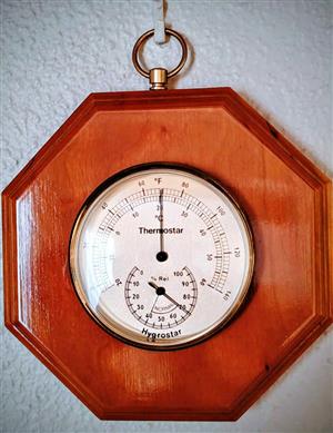Antique thermometer/hygrometer combo in a beautiful, solid cherry wood finish.
