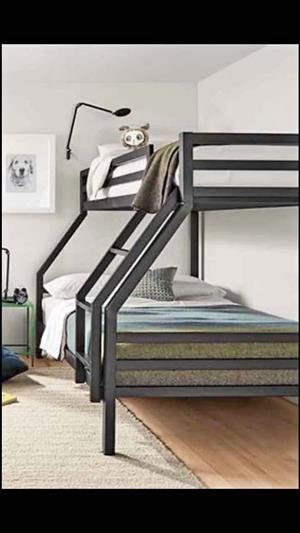 Steel frame bunk beds.