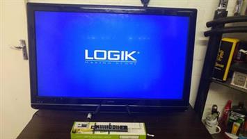logik 42" full hd tv with brand new wall bracket and remote
