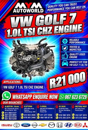 VW GOLF 7 1.0L TSI CHZ ENGINE