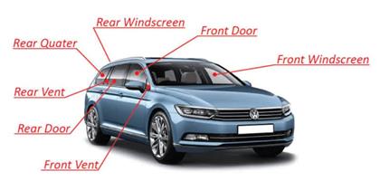 Windscreens, door glass and rearscreens. Includes fitment 