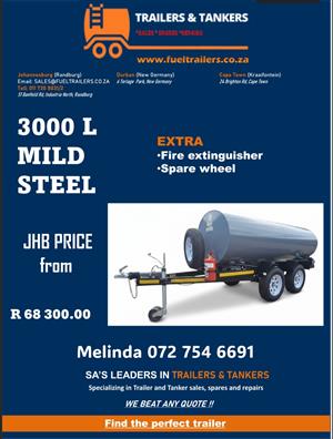  3000L Mild Steel Fuel Mobile Tank Trailer