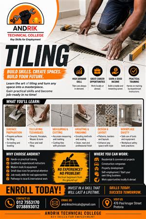 TILING TRAINING IN PRETORIA AT ANDRIK TECHNICAL 
