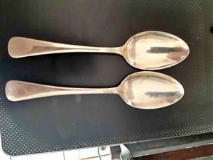 Pair of Rustless nickel silver spoons 
