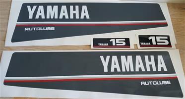 1990 Yamaha 15 Autolube outboard motor cowl stickers decals graphics kits