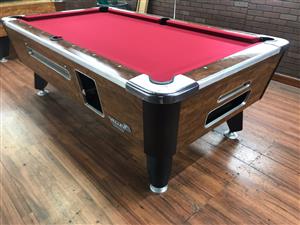 Brown Super Pro Coin Pool Table for sale.