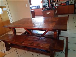 Oregan Pine Dining Bench table set