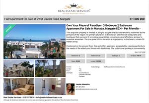 PROPERTY FOR SALE - STUNNING BEACHFRONT 3 BEDROOM APARTMENT