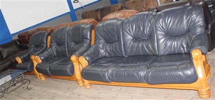 3 PIECE BLACK GRAFTON AND EVERAST LEATHER LOUNGE S065546B