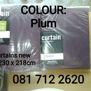 Volpes curtains. set of 3. colour plum. size 230 x 215cm