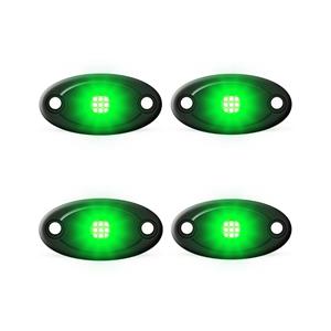 Universal Aluminium 9-LED Rocklights (Green) - 4 pack