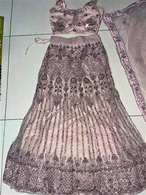 Onion pink lehenga set, net/mesh fabric