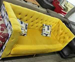 Yellow 2 seater couch with 2 pillows S064573A 