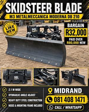 M3 Metalmeccanica Moderna DB 210 hydraulic skidsteer blade 2.1 m wide