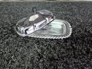 Vintage silver-plated butter dish with a glass insert