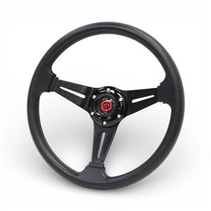 SQ Design Sport Steering Wheel - Black with Black Aluminium Centre Spokes