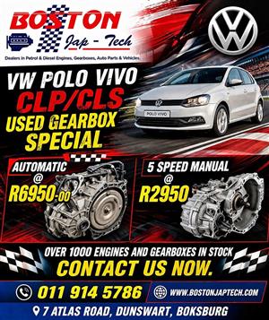 VW CLP/CLS USED GEARBOXES FOR POLO VIVO