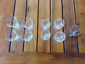 Vintage glasses stemware with delicate etched decoration