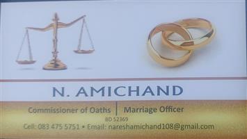 Marriage Officer - Registered with Dept. Of Home Affairs 