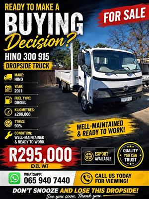 HINO 300 915 Dropside Truck ​Year: 2011