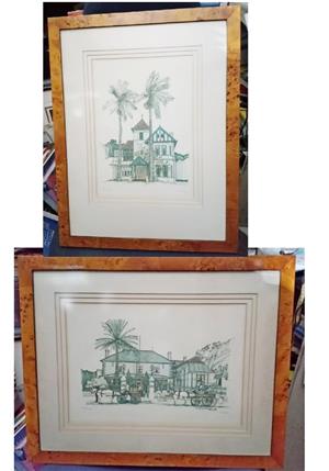 2 prints by Prees of 59 Musgrave Road and The Royal Hotel Durban