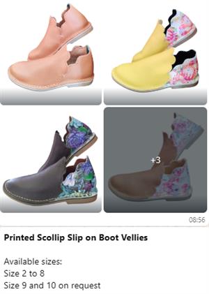 PRINTED SCOLLOP SLIP ON VELLIES