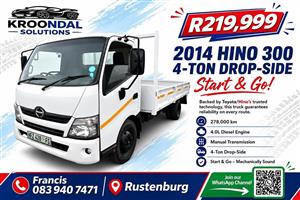 2014 Toyota Hino 300 4 ton drop-side truck