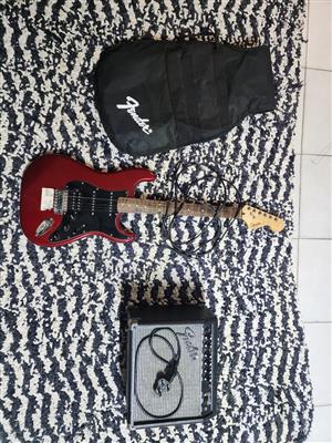 Fender electric guitar+amp+cables+bag