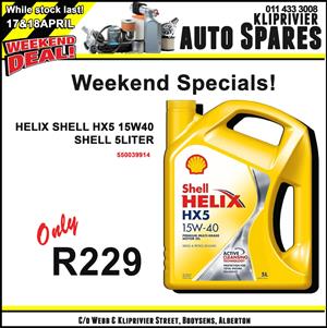 Shell Helix HX5 15W40 5 Liter at Kliprivier AUTO Spares!