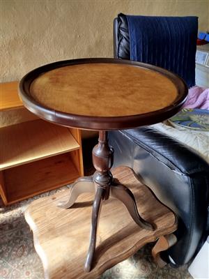 Small round antique wooden coffee table
