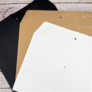 Kraft String Envelope Large - Black, White, Brown