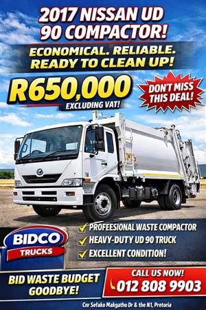 2017 2017 Nissan UD 90 Compactor  Waste Truck Ready for Contracts 