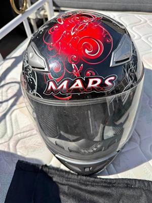 Mars black and red full face helmet for motorcycle