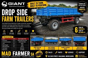 New 6 ton drop side farm trailers
