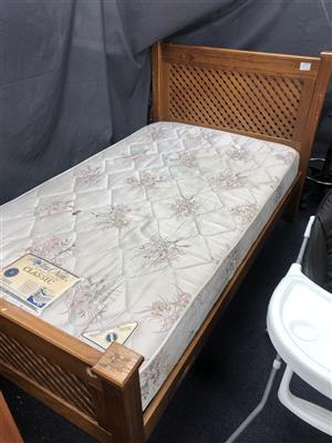 Single Bed + Mattress Wooden - B033062950-1