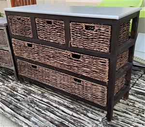 WOODEN RATTAN DRAWERS