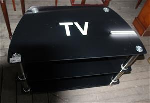 BLACK GLASS TV STAND S065089A