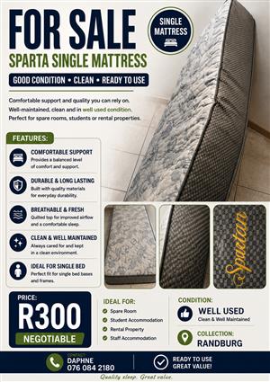 Affordable Single Mattress for Sale – Collection Randburg