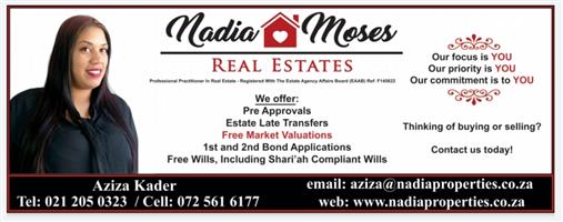 Mandalay. need a reliable agent to assist with selling your home or know of someone wanting to sell their property? Call Aziza Kader at 0725616177