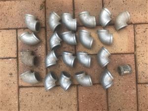 25 x 25 mm galvanised 90 degree elbows mostly new 20 +