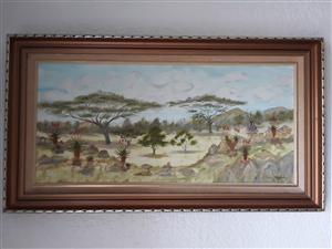 Oil Painting. Beautiful Landscape of South Africa. Framed. 