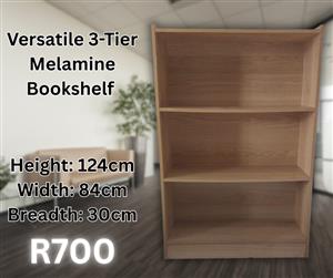 Versatile 3-Tier Melamine Bookshelf