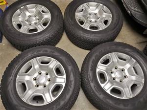 17inch Ford Ranger mags with 265/65/17 Goodyear Wrangler Kevlar, reinforced (80+%) set 