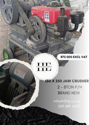 Brand new 150x250 Jaw Crusher 2-8 Ton Per Hour R75 000 Excl Vat Area: MP