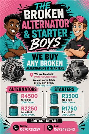 Im buying broken alternators and starters