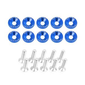 Engine Bay Dress Up Bolts M6 Aluminum Fasteners - 10piece set (Blue )
