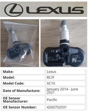 Lexus RC / F Tyre pressure monitor sensors TPMS 