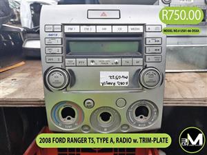 2008 FORD RANGER T5, TYPE A, RADIO w. TRIM-PLATE