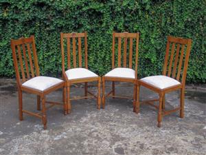 Set of Four Vintage Oak Dining Chairs - SKU 1401 