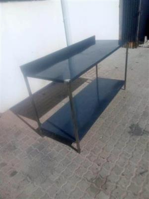Stainless Steel table with bottom shelf and splash back 570x1800mm 900mm high
